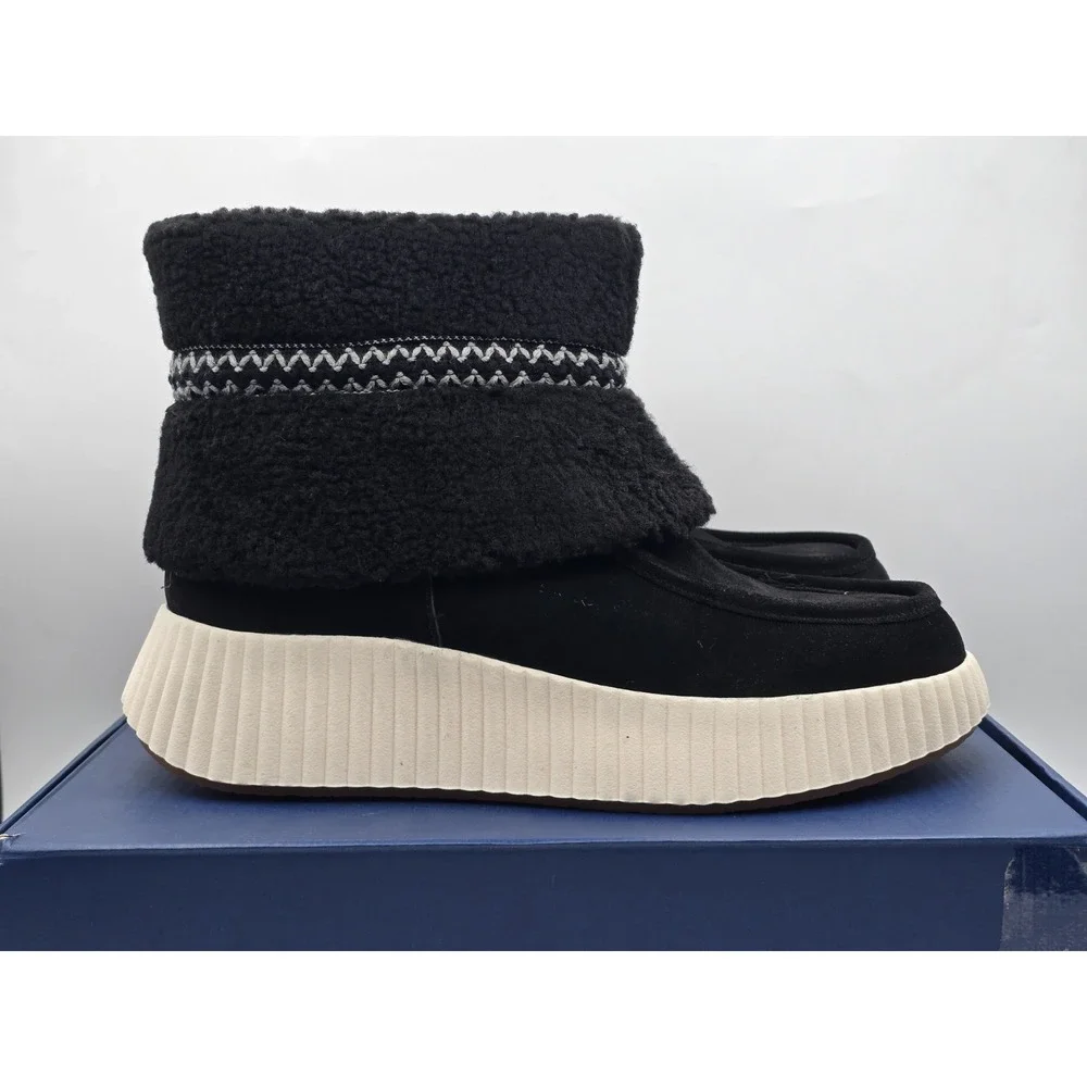 WHITE MOUNTAIN‎ Women's Digital Platform Faux Fur Bootie Sz 9.5 Black Suede